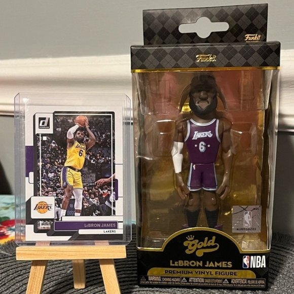 💋 New Funko Gold NBA Premium Vinyl Figure 5”T and Basketball Card LeBron James - Picture 2 of 10